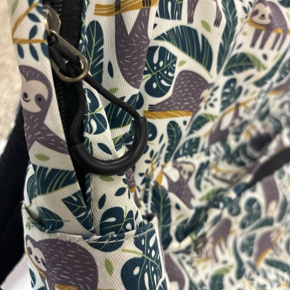 Sloth Backpack Leaves And Branches Green And Grey Multipocket
